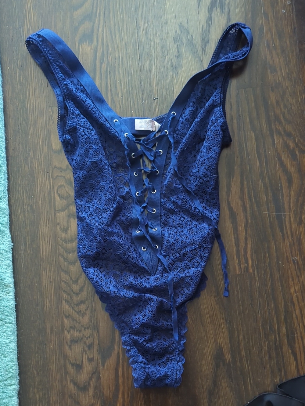 Victoria's Secret Navy Blue Lace Up Teddy